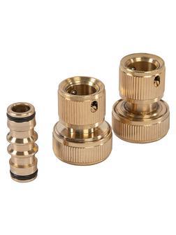 Набор для соединения шлангов 3/4, переходник, 2 соединителя, аквастоп, латунный Palisad
