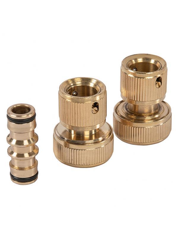 Набор для соединения шлангов 3/4, переходник, 2 соединителя, аквастоп, латунный Palisad