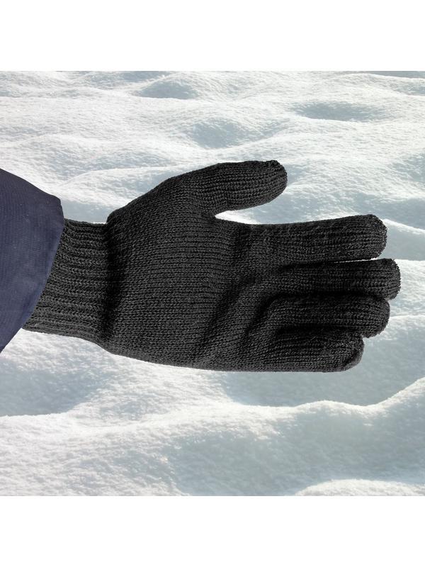 Перчатки трикотажные, акрил, двойные, черный, двойная манжета Россия Сибртех