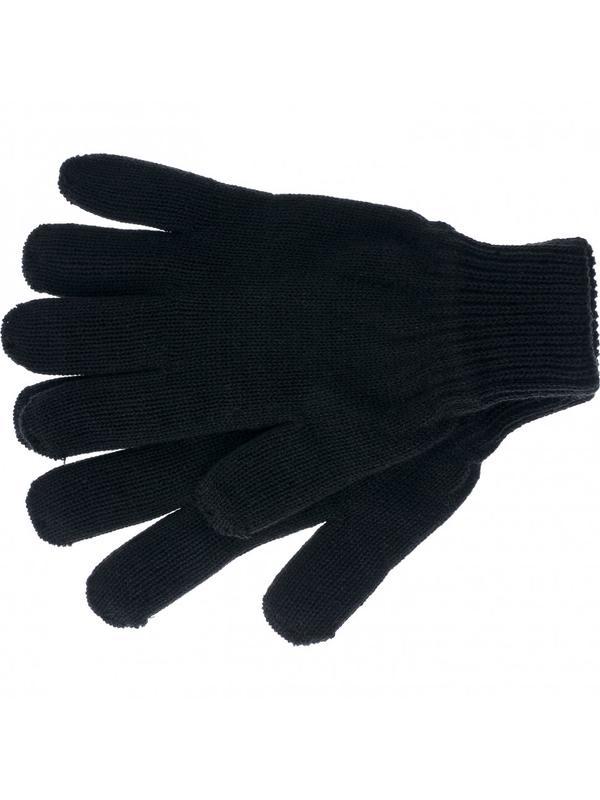 Перчатки трикотажные, акрил, двойные, черный, двойная манжета Россия Сибртех
