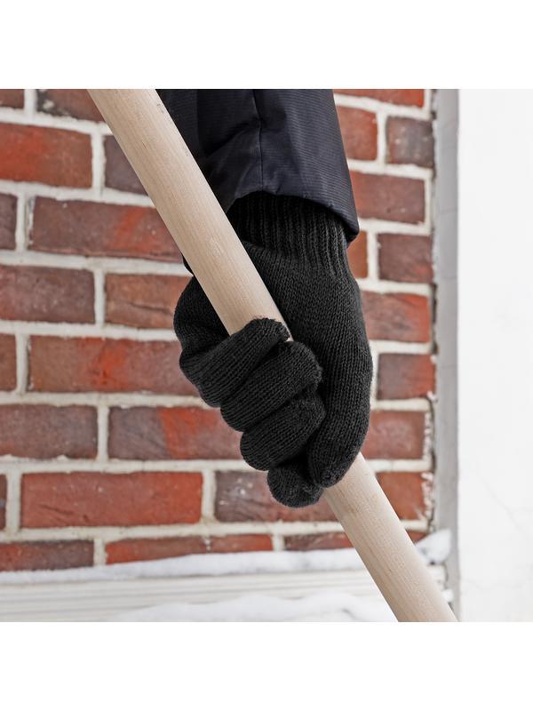 Перчатки трикотажные, акрил, двойные, черный, двойная манжета Россия Сибртех