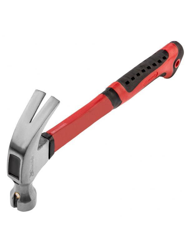 Молоток-гвоздодер, 450 г, боек c магнитом, фибергласовая обрезиненная рукоятка Matrix