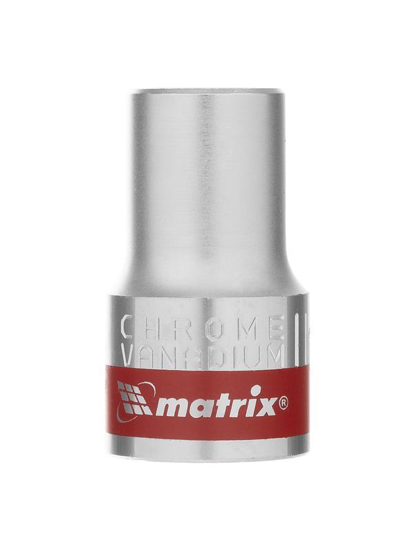 Головка торцевая, 11 мм, шестигранная, CrV, под квадрат 1/2, хромированная Matrix