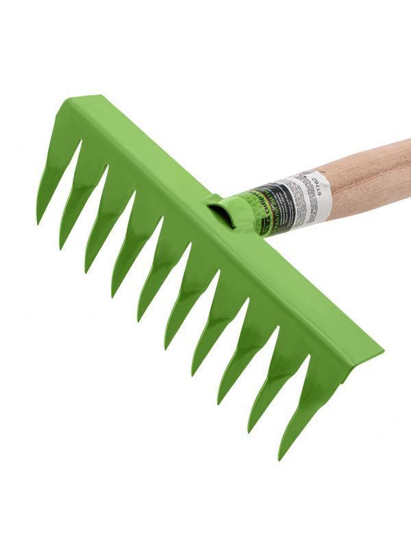 Грабли витые 10 - зубые, 200 х 390 мм, стальные, деревянная рукоятка, Агроном, Россия, Сибртех