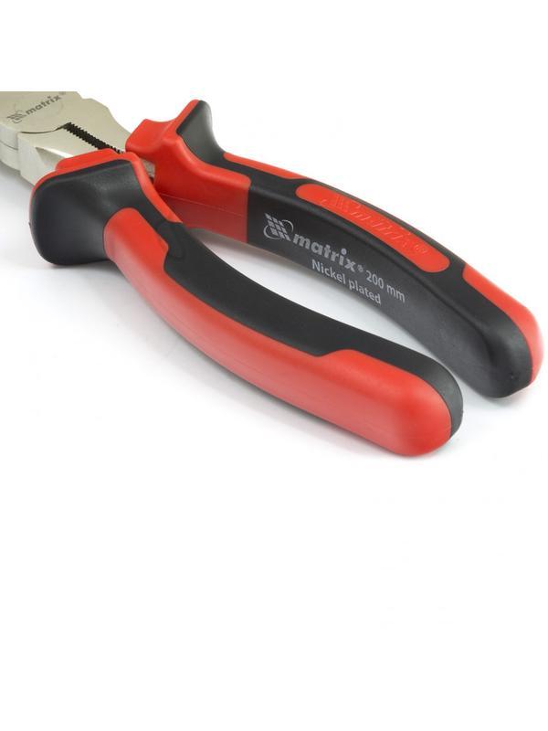 Длинногубцы изогнутые Nickel, 200 мм, никелированные, двухкомпонентные рукоятки Matrix