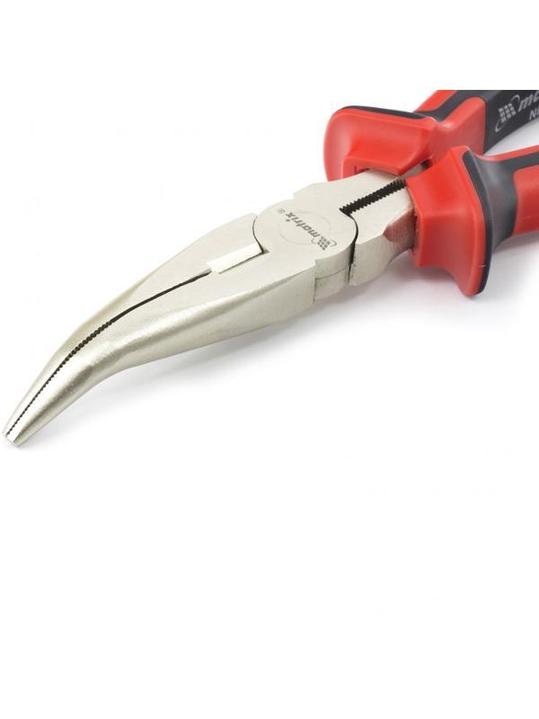 Длинногубцы изогнутые Nickel, 200 мм, никелированные, двухкомпонентные рукоятки Matrix