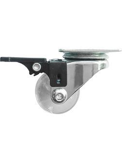 Колесо ПУ прозрачное поворотное с тормозом d-35 мм, крепление платформенное Сибртех