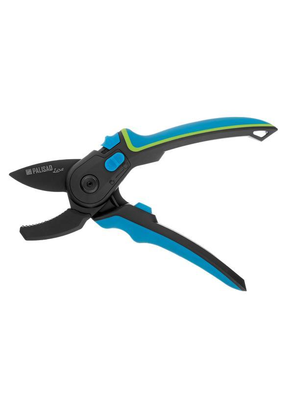 Секатор с наковальней, 220 мм, регулировка захвата, трехкомпонентные рукоятки, Luxe, Palisad