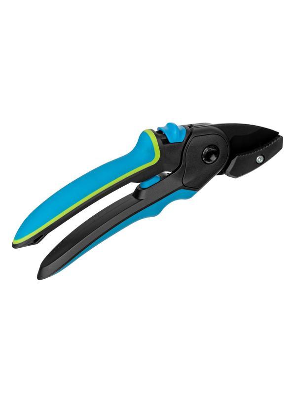 Секатор с наковальней, 220 мм, регулировка захвата, трехкомпонентные рукоятки, Luxe, Palisad