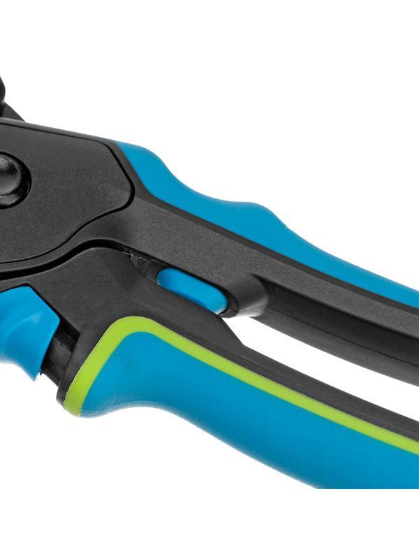 Секатор с наковальней, 220 мм, регулировка захвата, трехкомпонентные рукоятки, Luxe, Palisad