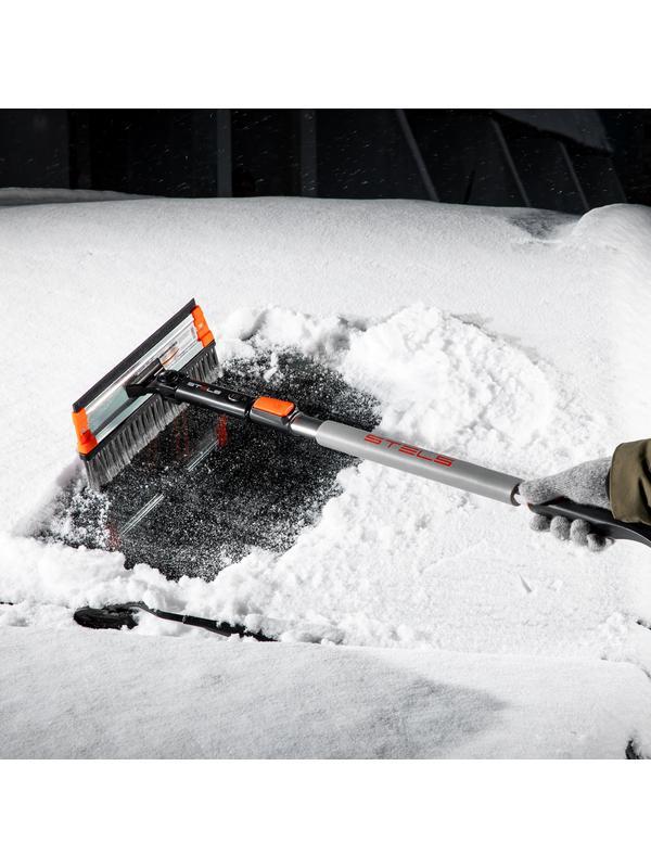 Щетка-сметка для снега со скребком и водосгоном, телескопическая, поворотная голова Stels