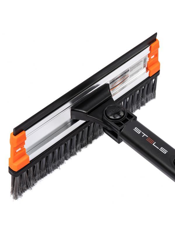 Щетка-сметка для снега со скребком и водосгоном, телескопическая, поворотная голова Stels