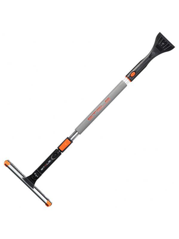 Щетка-сметка для снега со скребком и водосгоном, телескопическая, поворотная голова Stels