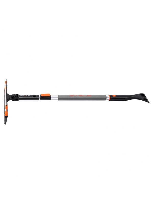 Щетка-сметка для снега со скребком и водосгоном, телескопическая, поворотная голова Stels