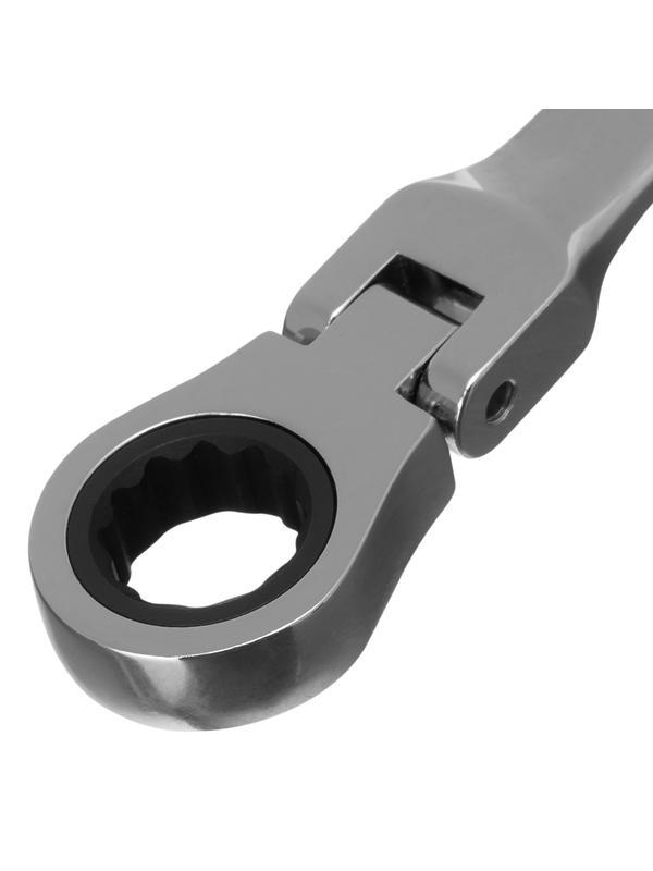 Ключ комбинированный трещоточный, 14 мм, CrV, шарнирный, зеркальный хром Matrix Professional