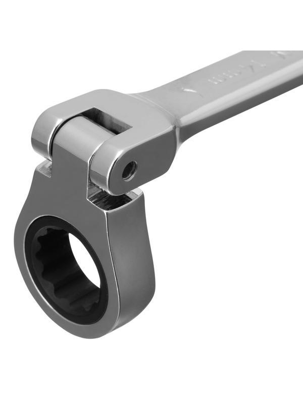 Ключ комбинированный трещоточный, 14 мм, CrV, шарнирный, зеркальный хром Matrix Professional