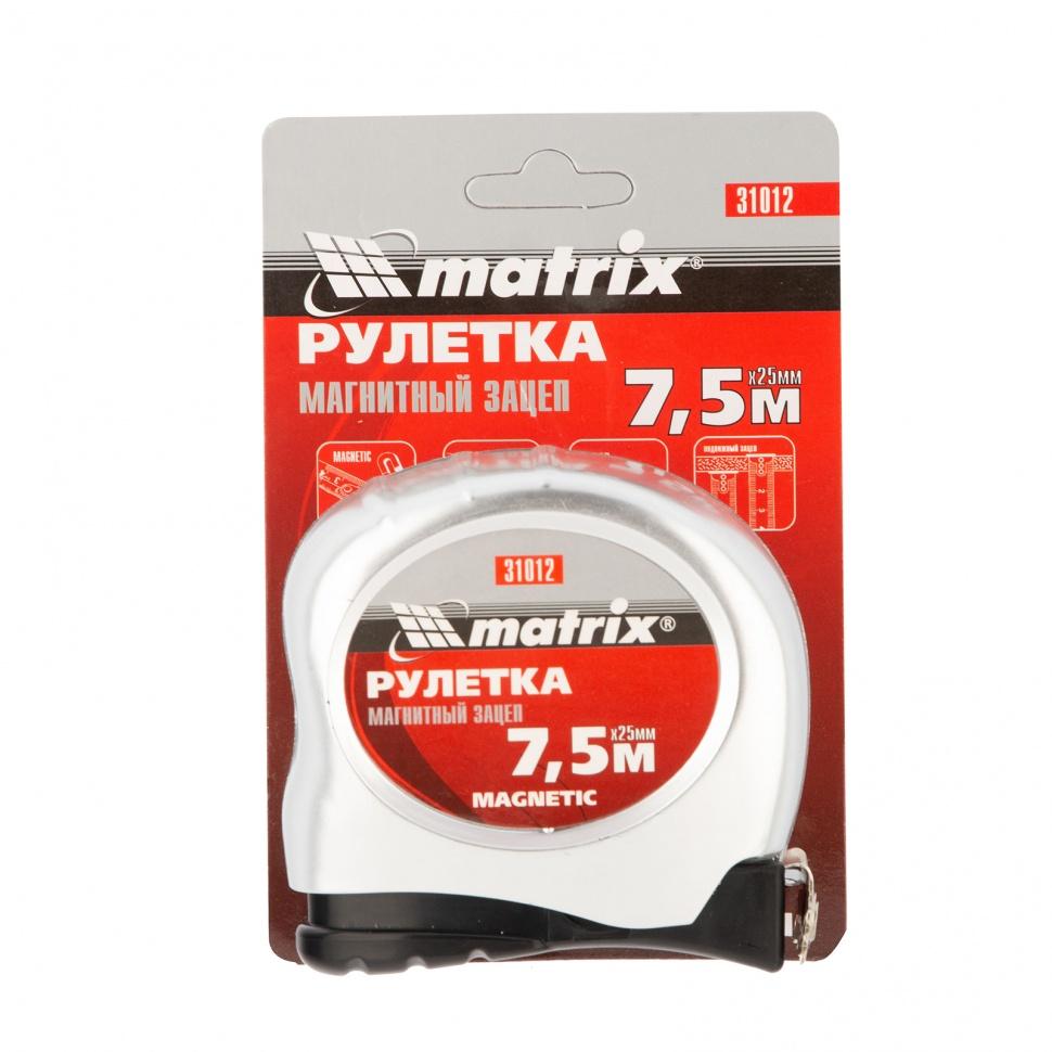 Рулетка Magnetic,7,5 м х 25 мм,магнитный зацеп Matrix