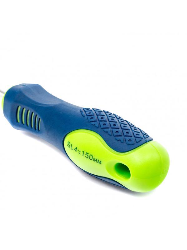 Отвертка, SL4 х 150 мм, CrV, двухкомпонентная рукоятка Сибртех