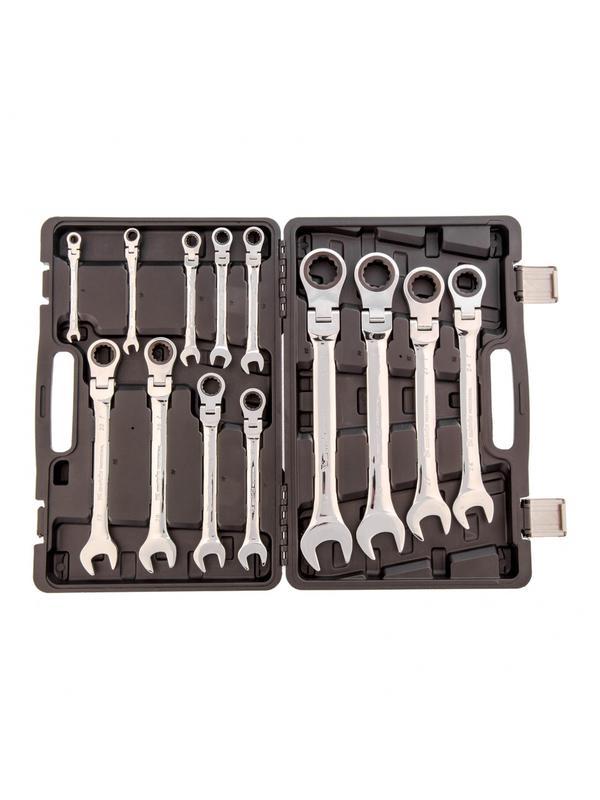 Набор ключей комбинированных, трещоточных шарнирных 13 шт. Matrix