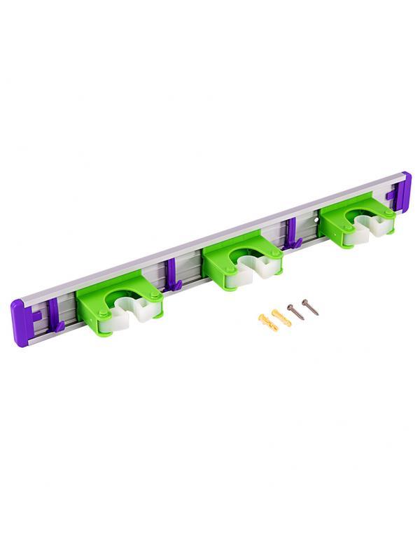 Алюминиевый настенный держатель для садово - огородного инструмента, 3 ячейки, 3 крюка, Palisad