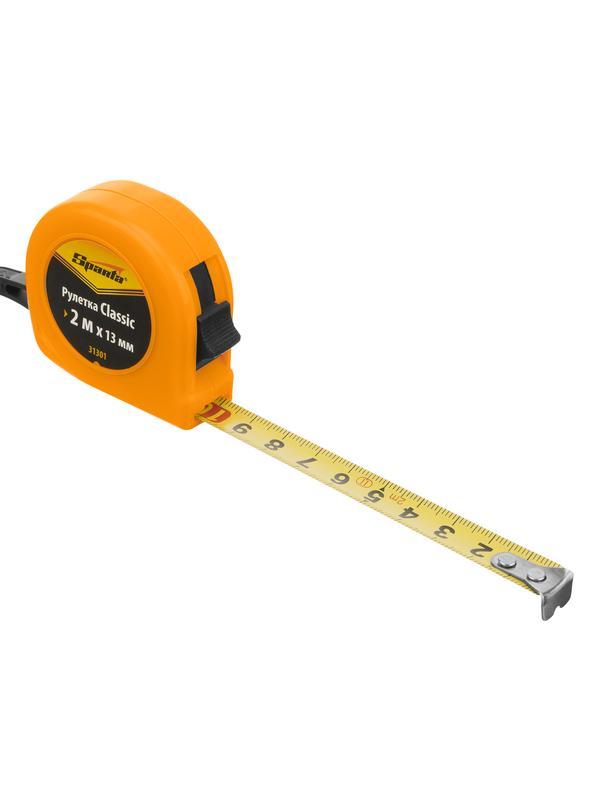 Рулетка Classic,2 м х 13 мм,пластиковый корпус Sparta