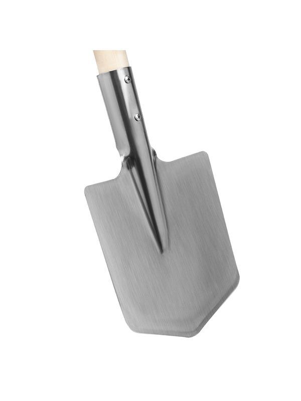 Лопата саперная, нержавеющая сталь, 153х180х585 мм, деревянный черенок, Россия, Сибртех