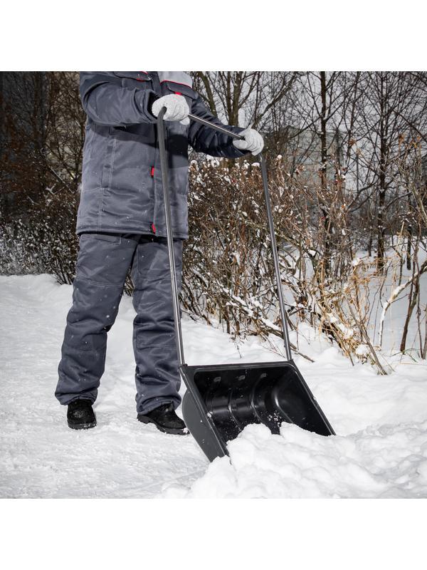 Движок для уборки снега пластиковый, 570 х 470 х 1300 мм, стальная рукоятка, Россия Сибртех