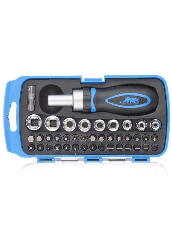 Отвертка реверсивная с набором бит и торцевыми головками, 41 шт Барс