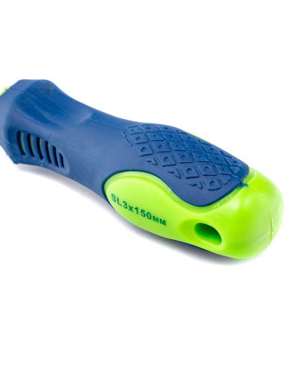 Отвертка, SL3 х 150 мм, CrV, двухкомпонентная рукоятка Сибртех