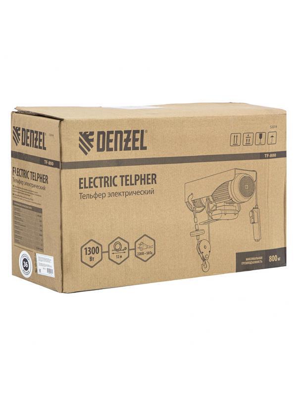 Тельфер электрический TF-800, 0.8 т, 1300 Вт, высота 12 м, 8 м/мин Denzel