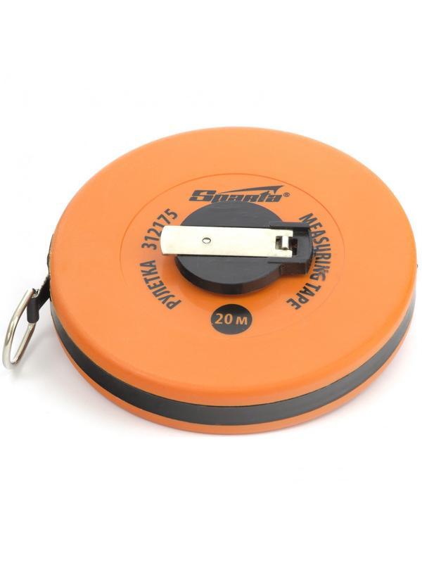 Рулетка геодезическая, 20 м х 12,5 мм, лента ПВХ, закрытый круглый корпус Sparta