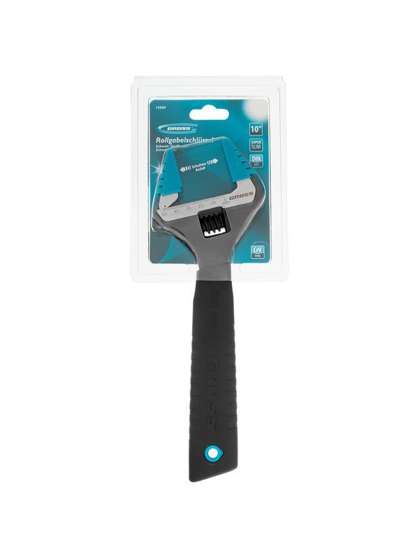 Ключ разводной, 250 мм, CrV, тонкие губки, защитные насадки Gross