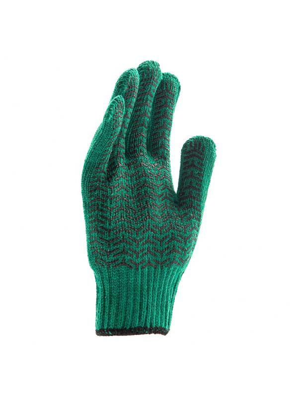 Перчатки трикотажные усиленные, гелевое ПВХ-покрытие, 7 класс, зеленые Россия Сибртех