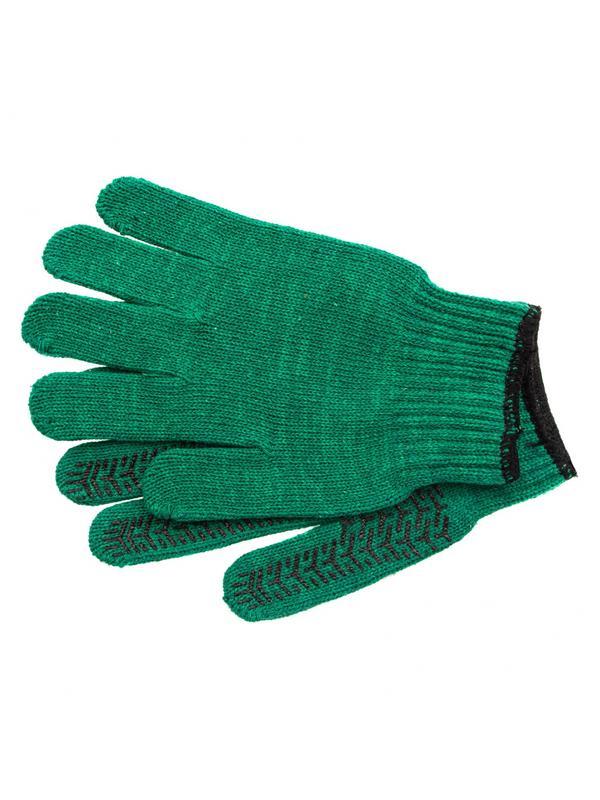 Перчатки трикотажные усиленные, гелевое ПВХ-покрытие, 7 класс, зеленые Россия Сибртех