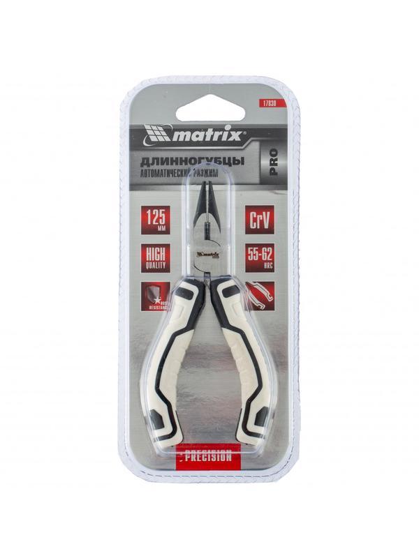 Длинногубцы Mini, 125 мм, прямые, авторазжим, Pro Matrix