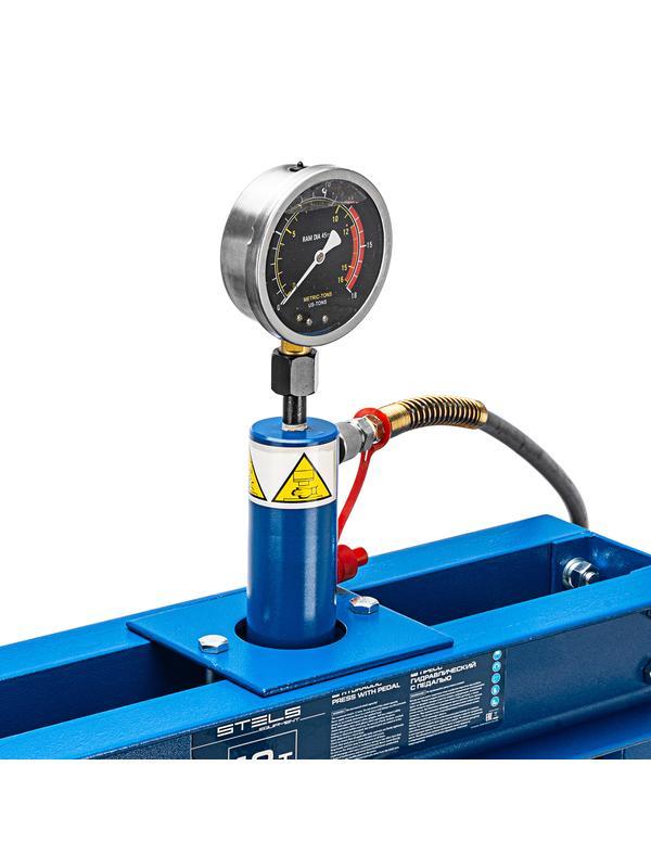 Пресс гидравлический с манометром и педалью, 12 т (комплект из 2 частей) Stels
