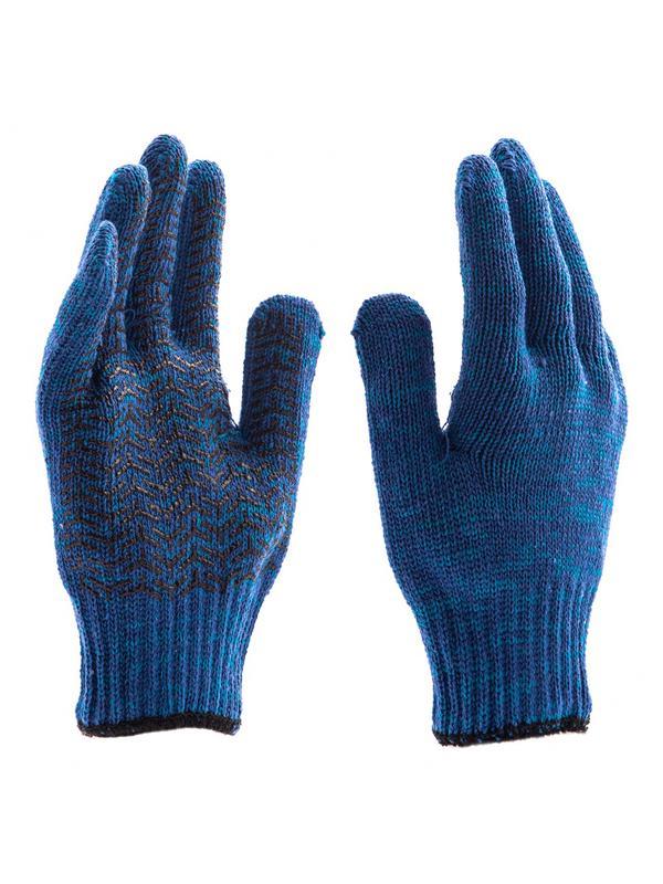 Перчатки трикотажные усиленные, гелевое ПВХ-покрытие, 7 класс, синие Россия Сибртех