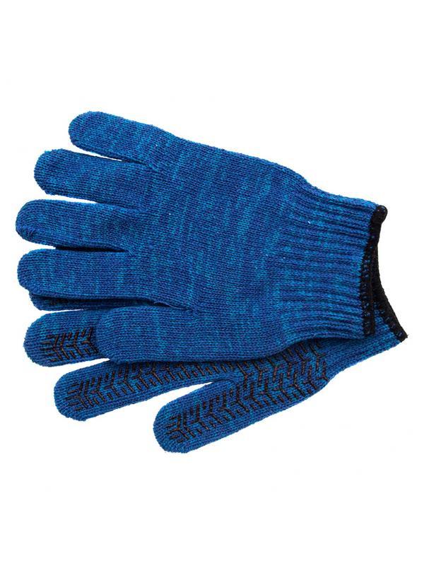 Перчатки трикотажные усиленные, гелевое ПВХ-покрытие, 7 класс, синие Россия Сибртех