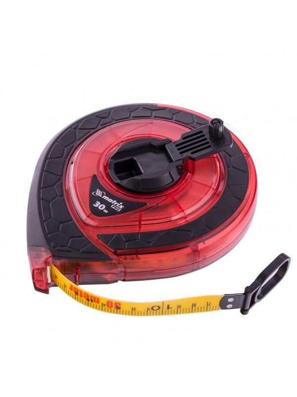 Рулетка геодезическая 30 м х 15 мм, закрытый корпус, фибергласовая лента, двусторонняя шкала, Pro Matrix