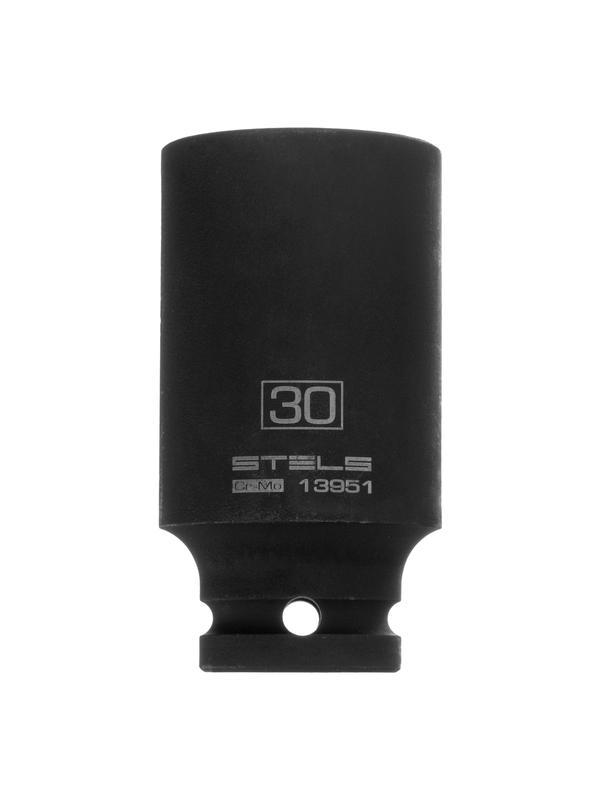 Головка ударная удлиненная шестигранная, 30 мм, 1/2, CrMo Stels