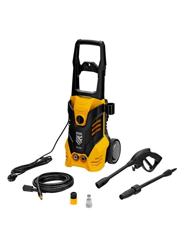 Моечная машина высокого давления R-135, 1800 Вт, 135 бар, 6 л/мин, колесная Denzel