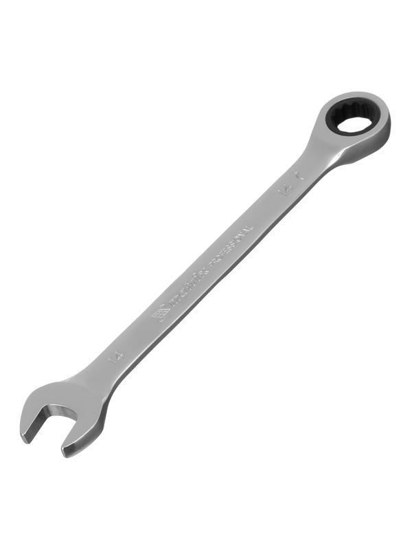 Ключ комбинированный трещоточный, 14 мм, CrV, зеркальный хром Matrix Professional