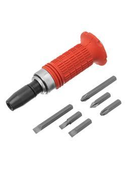 Отвертка ударно-поворотная 1/2, набор бит, 6 шт, обрезиненная ручка, пластиковый бокс Matrix