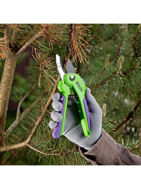 Секатор с наковальней, 210 мм, шестеренный привод, двухкомпонентные рукоятки, Palisad