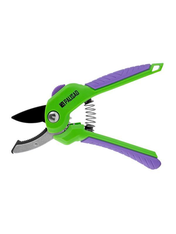 Секатор с наковальней, 210 мм, шестеренный привод, двухкомпонентные рукоятки, Palisad