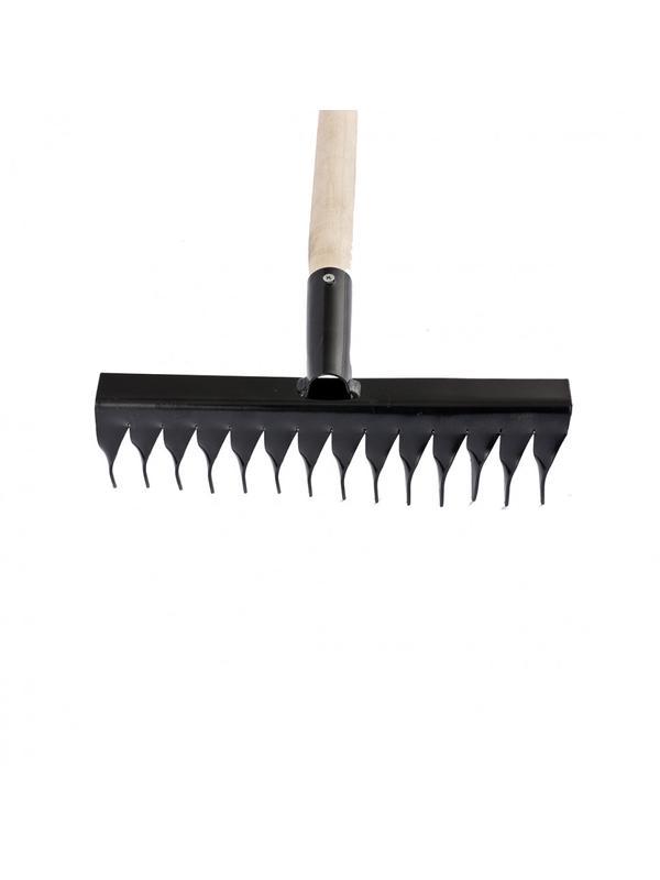 Грабли стальные, 300х1300 мм, 14 витых зубьев, деревянный черенок, Россия, Сибртех