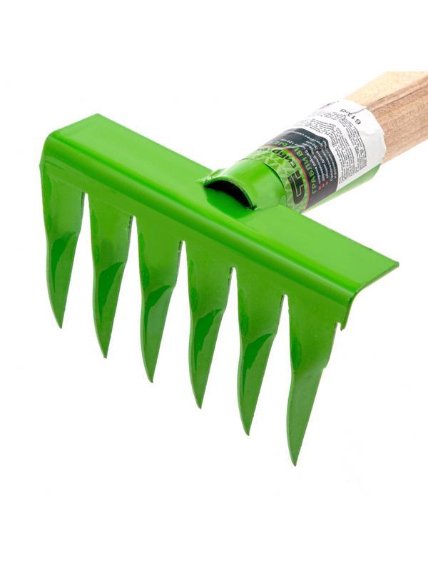 Грабли витые 6 - зубые, 120 х 390 мм, стальные, деревянная рукоятка, Агроном, Россия, Сибртех