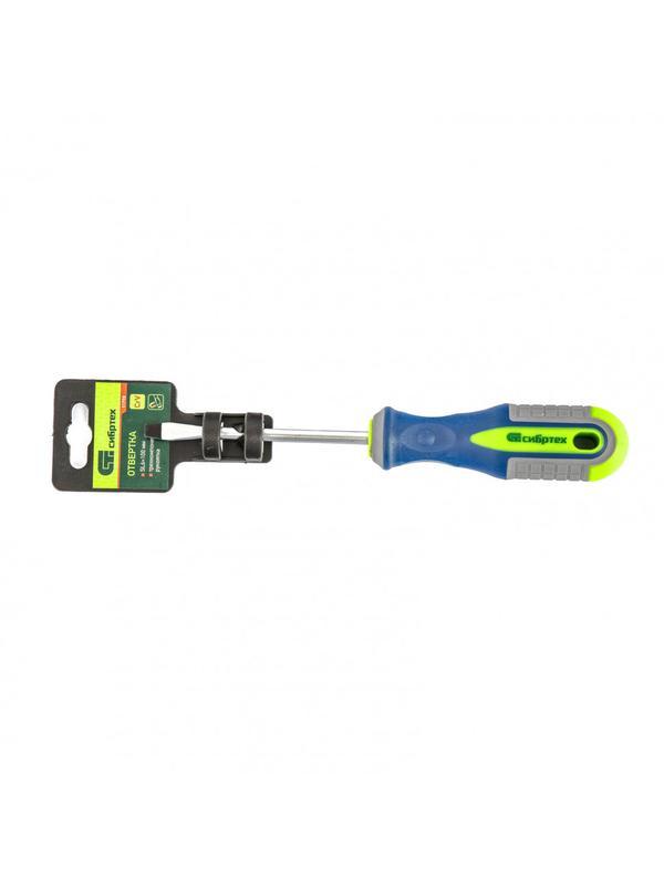Отвертка, SL6 х 100 мм, CrV, трехкомпонентная рукоятка Сибртех