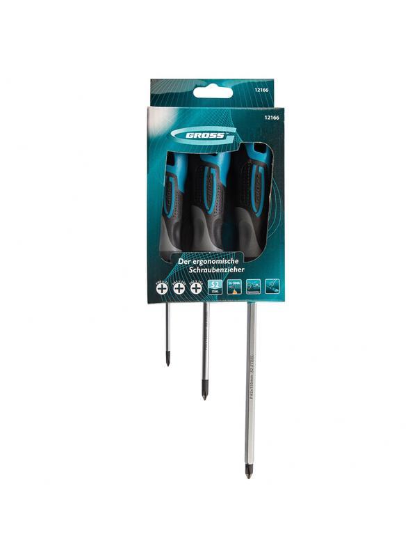 Набор отверток PH, 3 шт, S2, трехкомпонентная рукоятка Gross