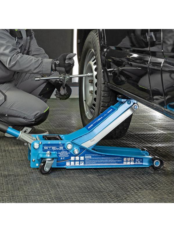 Домкрат гидравлический подкатной, быстрый подъем, 3т Low Profile Quick, 75-515 мм, профессиональный Stels
